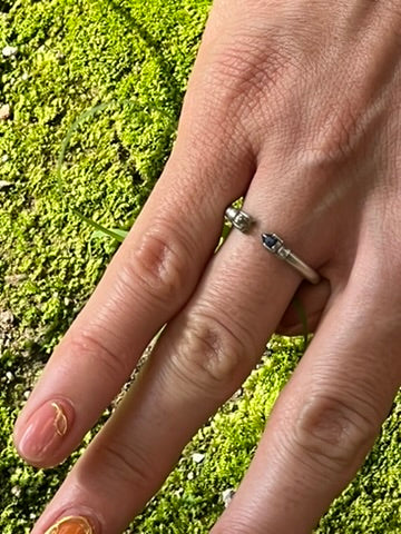 *Aquamarine and Sapphire Sterling Silver Mirror Ring