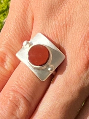 *Red Jasper and Matte Silver Theia Ring*