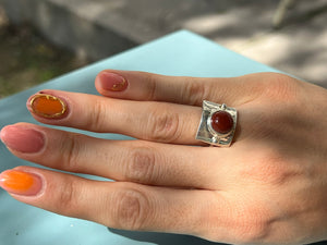 *Red Jasper Cabachon Theia Ring*