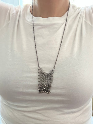 *Chainmail and Pearl Necklace on Oxidized Sterling Chain*