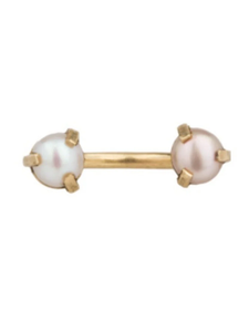 *4mm Single Wave Stoned Ring with Pearls*