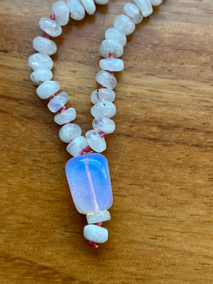 *Rainbow Moonstone Tied Necklace*