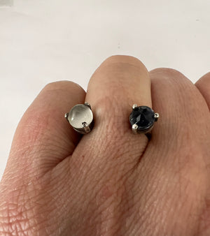 * Moonstone and Iolite 6mm Open Wave Ring*