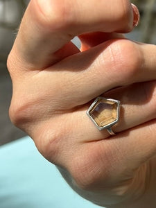 *Smokey Quartz and Sterling Silver 3D Hex Ring*