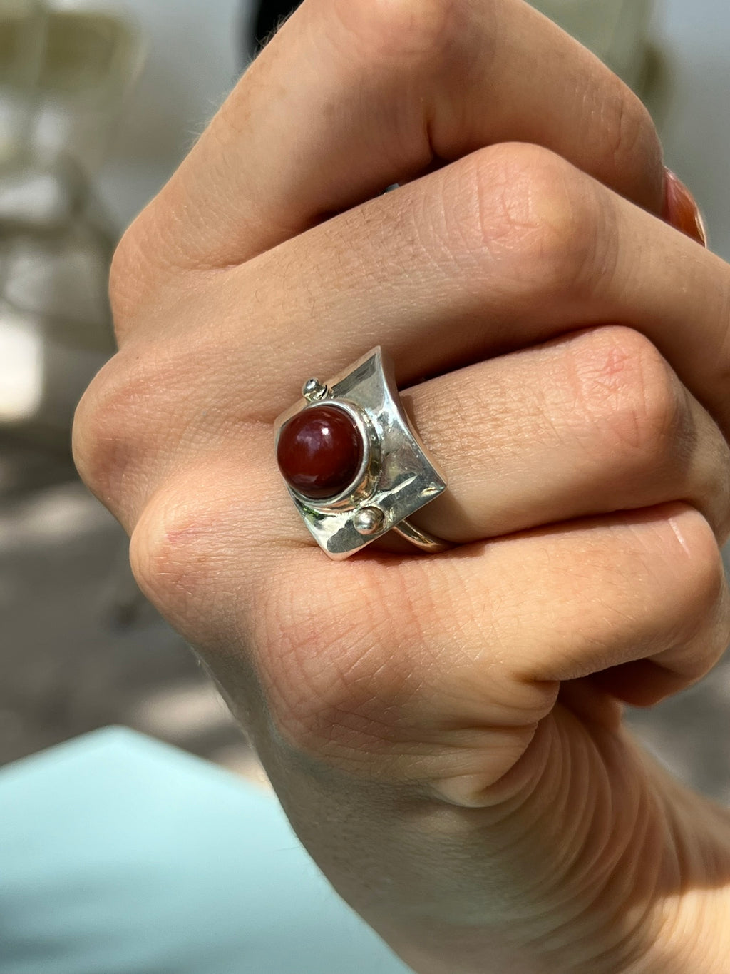 *Red Jasper Cabachon Theia Ring*