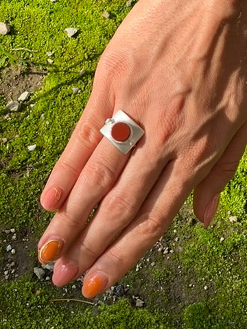 *Red Jasper and Matte Silver Theia Ring*