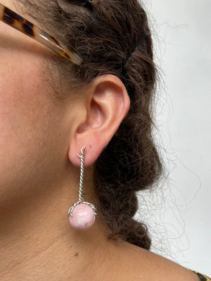 *Pink Quartz Vine Earrings*