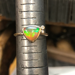 *Triangular Fire Opal Ring with Diamonds*