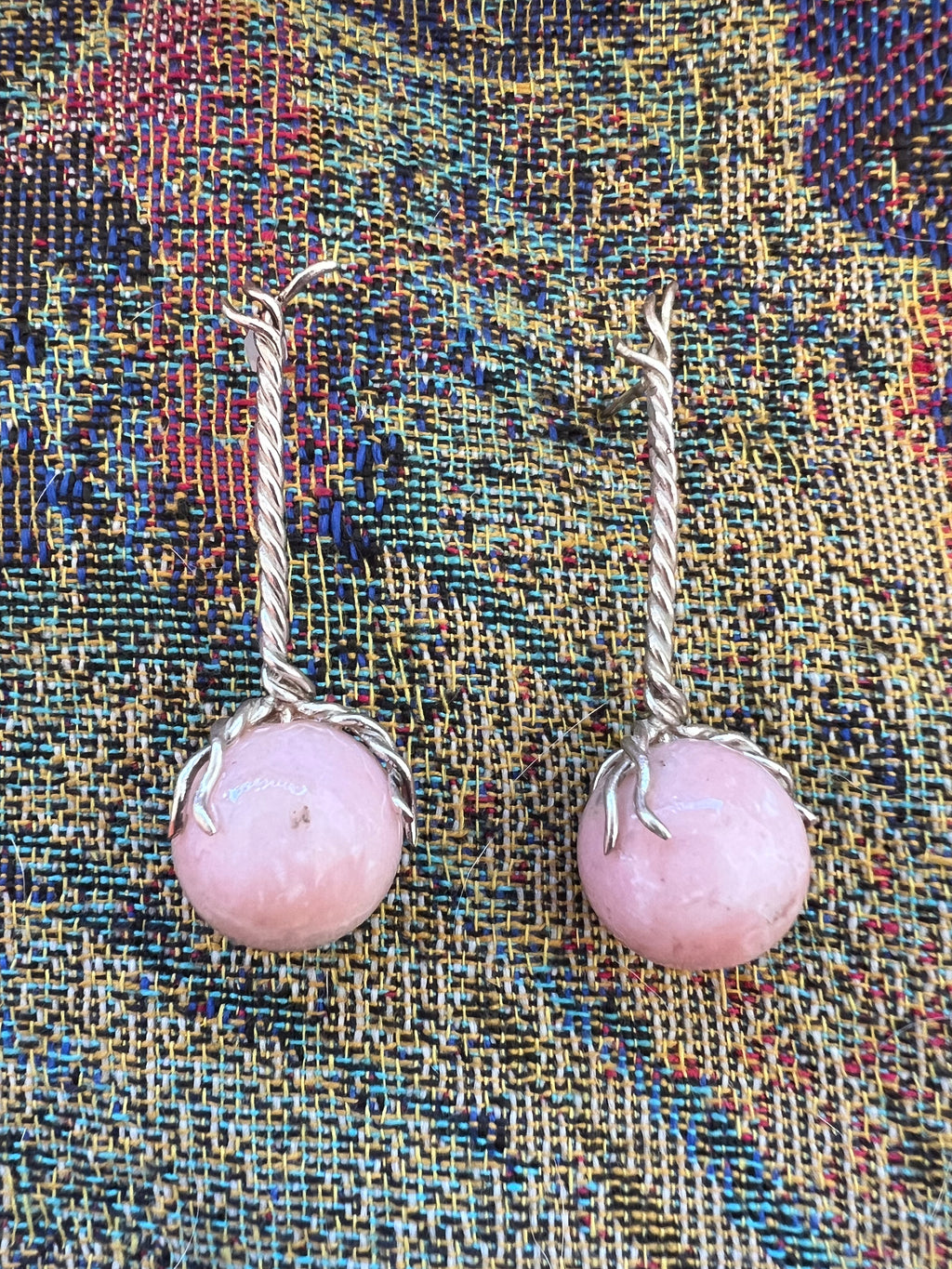 *Pink Quartz Vine Earrings*