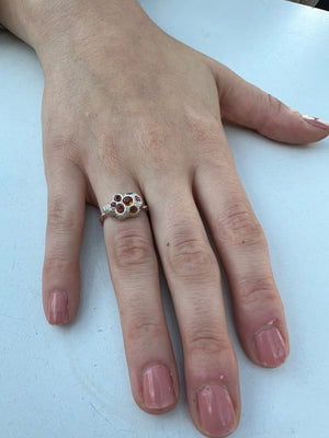 *Horizontal Ruby, Garnet And Diamond Skull Ring*