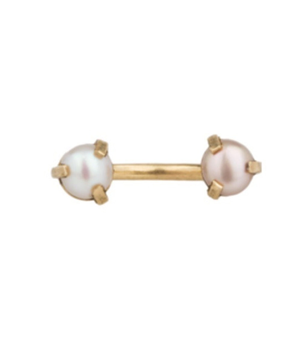 *4mm Single Wave Stoned Ring with Pearls*