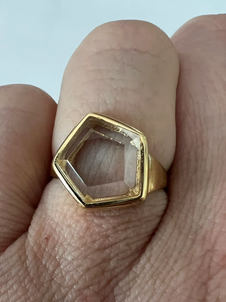 * Vermeil Quartz 3d Hex Ring*